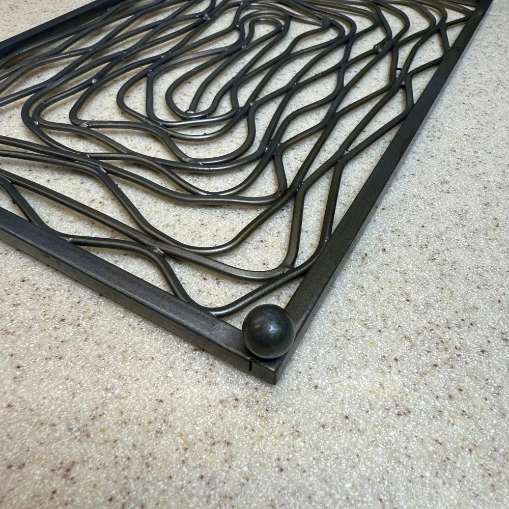 Industrial Welded Steel Swirl Metal‎ Trivet Rectangular Hot Pad Gunmetal Gray